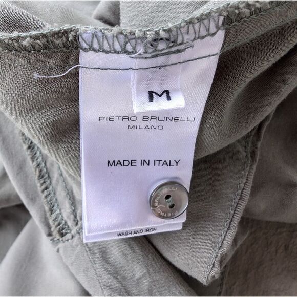 Pietro‎ Brunelli Muted Green Button Front Mini Shirt Dress M Maternity - Picture 7 of 8